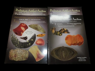 ALL 4 GARY CUCKLER AUCTION CATALOGS, QUARTZ BANNERSTONES, POP-EYED BIRDSTONES, PIPES, CLOVIS, AXES,