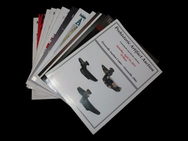 LOT OF 16 OLD AUCTION CATALOGS, BANNERSTONES, BIRDSTONES, CLOVIS, DOVETAIL, FOLSOM, LOST LAKE, AXE,