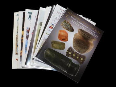 LOT OF 15 OLD AUCTION CATALOGS, BANNERSTONES, BIRDSTONES, CLOVIS, DOVETAIL, FOLSOM, LOST LAKE, AXE,