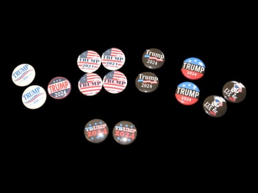 Lot of Trump Campaign Pins, Buttons, Presidential Advertising, 2024