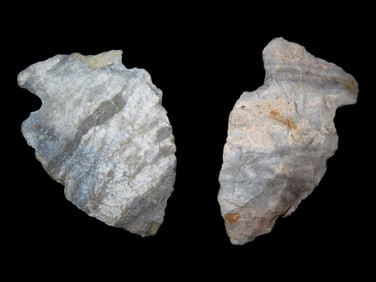 Grouping of 2 Indiana Green/Attica Chert Arrowheads found in Indiana