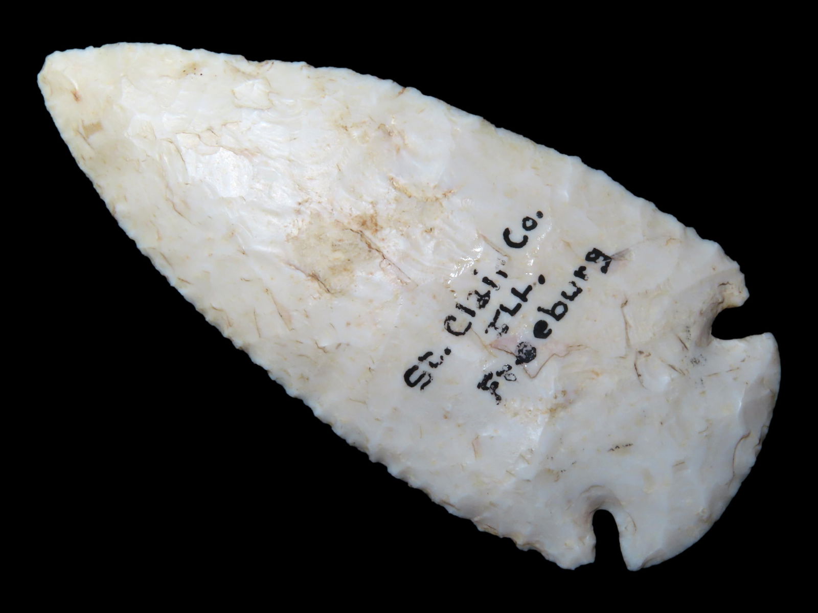 3 1/4'' Dovetail, Perino COA, found in St. Clair Co., Illinois near Freeburg. Ex. Floyd Ritter Coll.: 3 1/4'' Dovetail, Perino COA, found in St. Clair Co., Illinois near Freeburg. Ex. Floyd Ritter Coll.