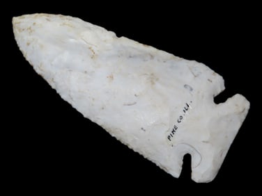 4 1/8" Thebes Point, Motley COA, Pike. Co. IL, Ex. Gregory Perino Point, Pictured in Rainbow Traders