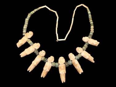 34" Shell & Jade Pre Columbian Necklace From Peru