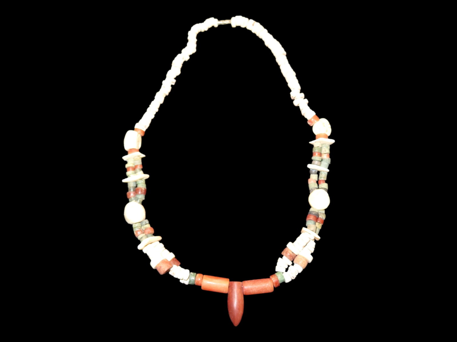 16" Pre Columbian Shell Coral and Stone Necklace: 16" Pre Columbian Shell Coral and Stone Necklace