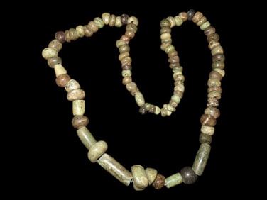 28" Pre-Columbian Jadeite Stone Necklace From Guatemala