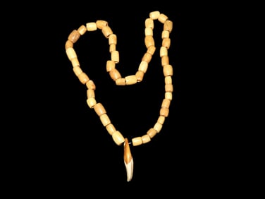 18" Pre-Columbian Highly Polished Bone Necklace From Guatemala