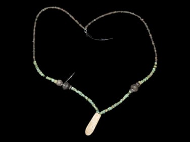 22" Pre-Columbian Stone and Turquoise Necklace Peruvian Moche