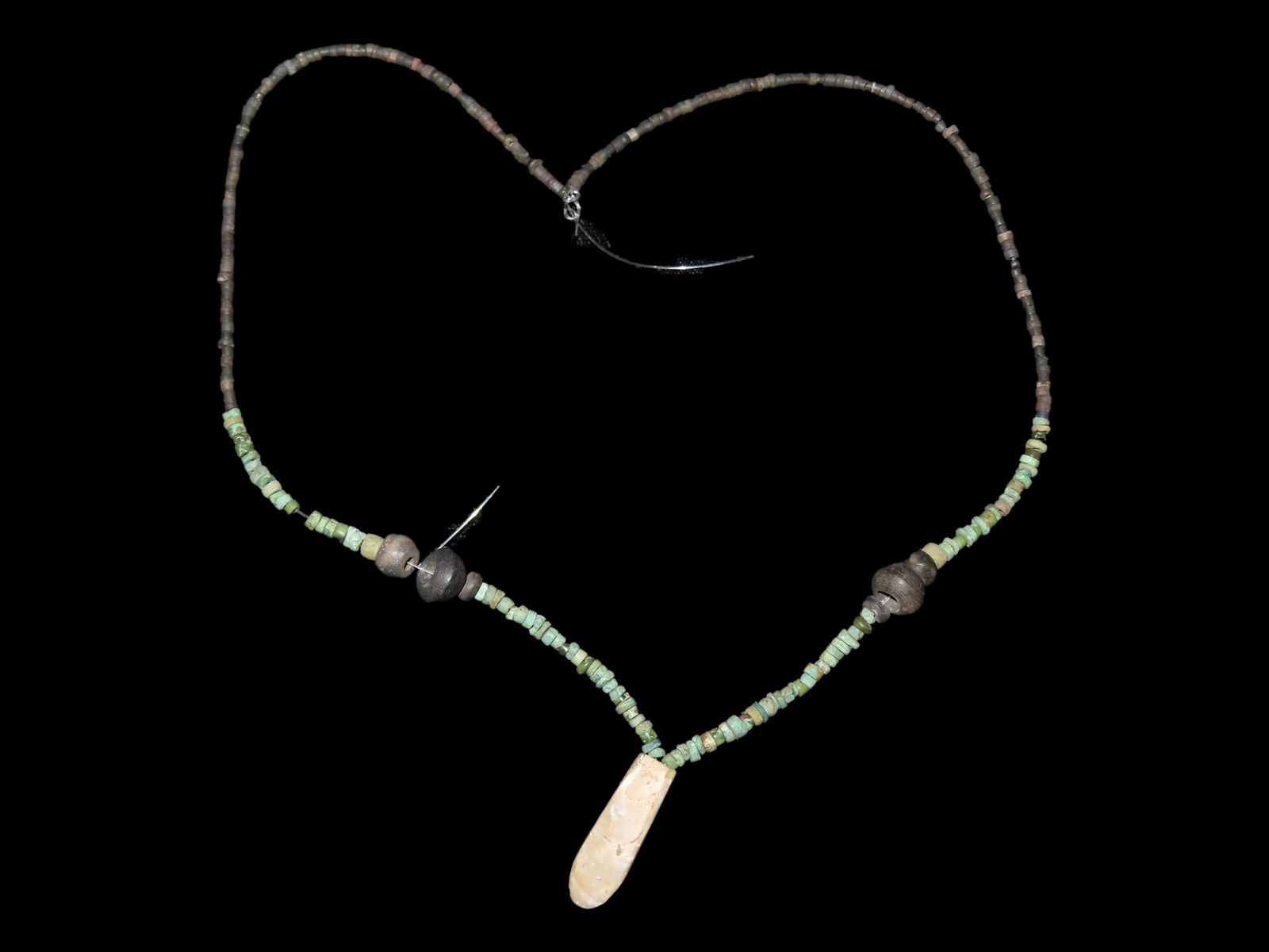 22" Pre-Columbian Stone and Turquoise Necklace Peruvian Moche (1 of 7)