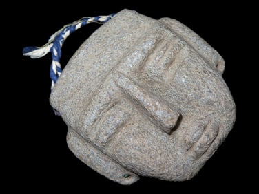3" Pre-Columbian Stone Head Gorget From Peru