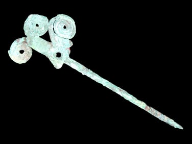 3 3/8" Pre-Columbian Chimu Copper Shawl Pin From Peru