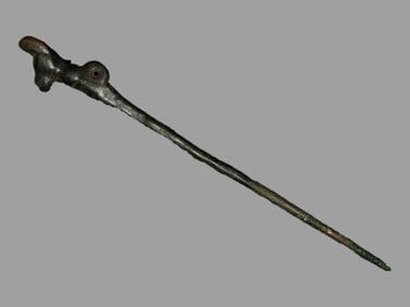 4 7/8" Pre-Columbian Chimu Gilt Copper Shawl Pin