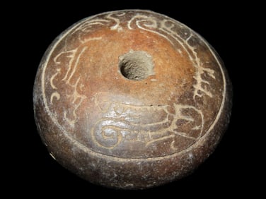 1 7/8" Pre-Columbian Intricately Incised Bead