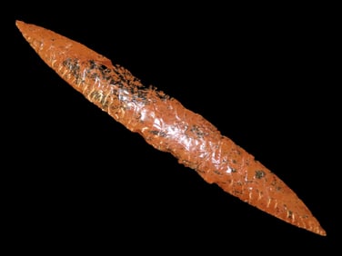 11 7/8'' Pre-Columbian Mahogany Obsidian Colima Blade, found Ceremoniously "Killed" near Jalisco,