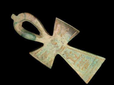 2 7/8'' Rare Antique Egyptian Ankh Pendant, Hand Carved Stone