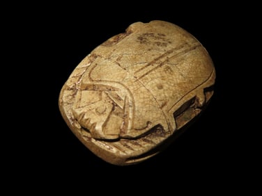 1 1/4" Antique Soapstone Scarab Amulet