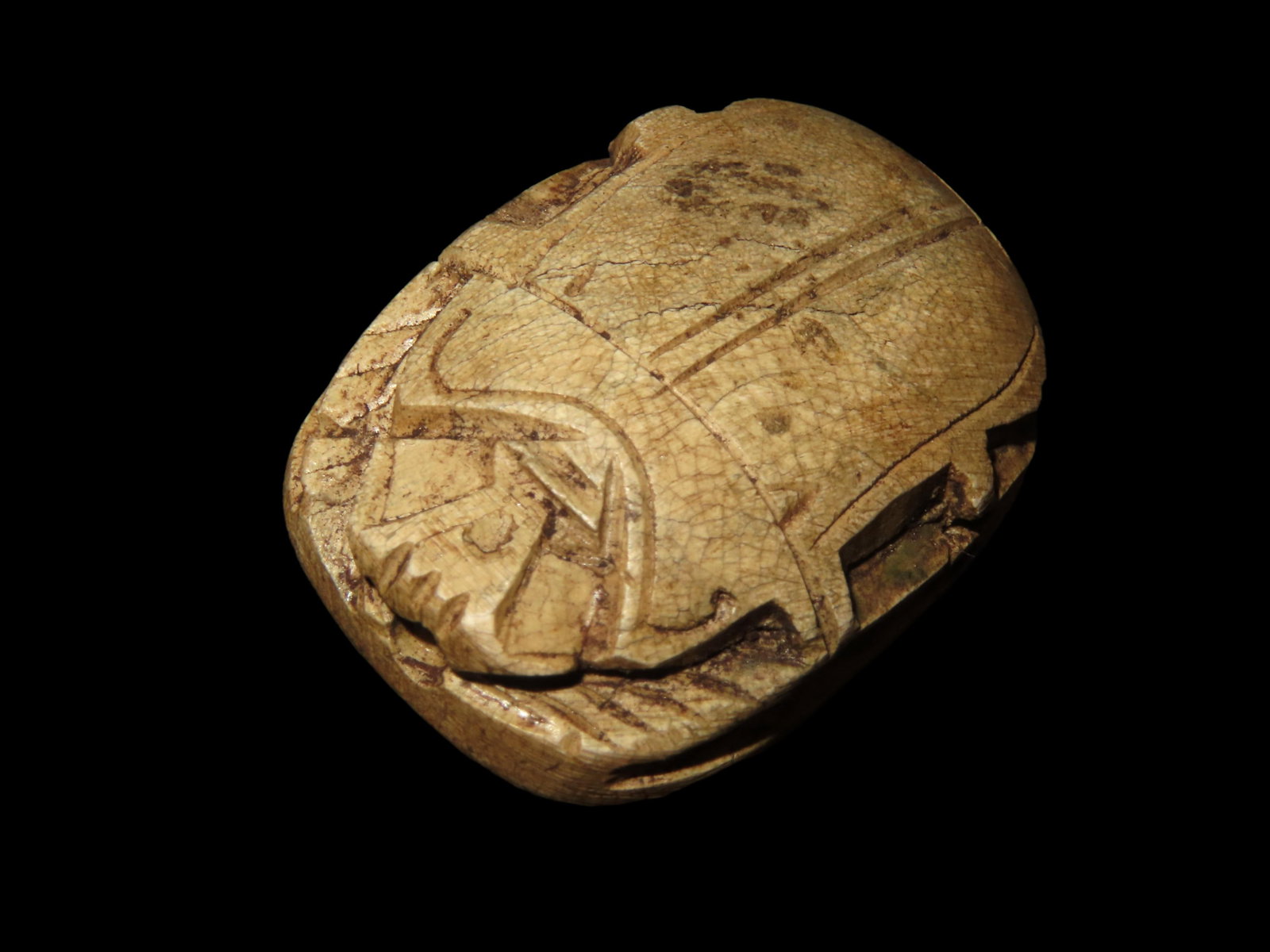 1 1/4" Antique Soapstone Scarab Amulet (1 of 5)