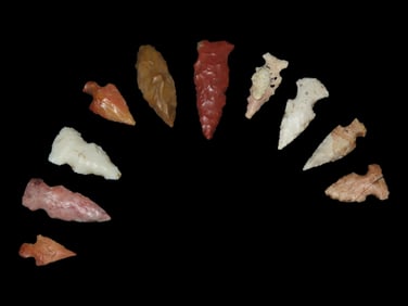 Grouping of 10 Bird Points found in Southern Illinois