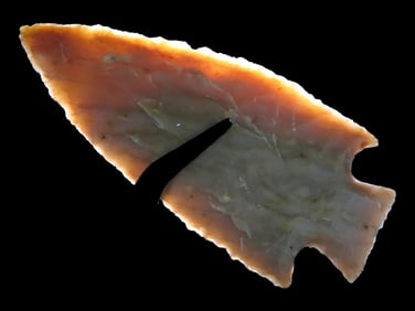 3 1/8" Stemmed Point found in Ohio, Highly Translucent