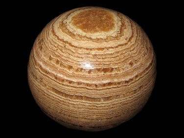 3" Highly Polished Aragonite Sphere, Beautiful Banding and Shine- Displays Beautifully