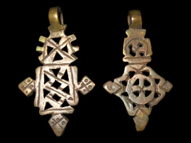 Set of 2 Coptic Ethiopian Antique Crosses