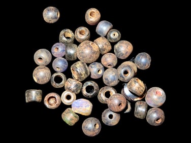 Grouping of Antique Blue Glass Beads
