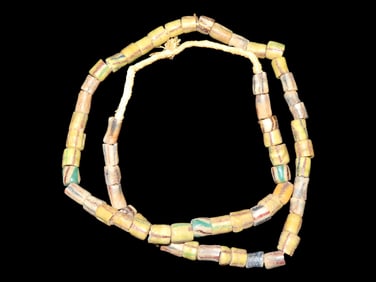 13" Strand of Antique Multi Colored Sandcast African Trade Beads