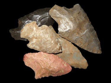 Nice set of 5 Arrowheads Found in Northern Arkansas.