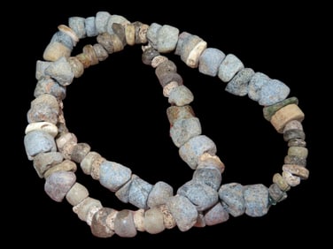 23' Strand of Pre-Columbian Jade, Shell, Stone, Bone Beads, Guatemala