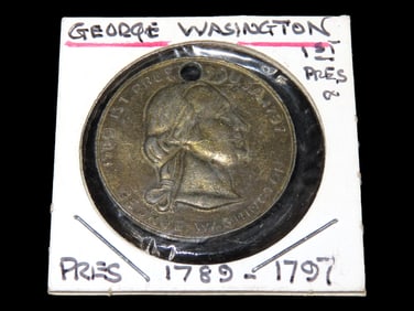 1' George Washington 1st Press Presidential 1789-1797 Old Coin turned into a pendant