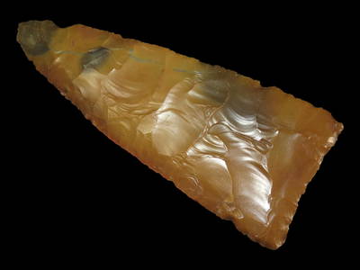 River Stained Caddo Blade, Iberia Parish LA 9" x 3 5/16" Outstanding, Ex Mitch Lewis,