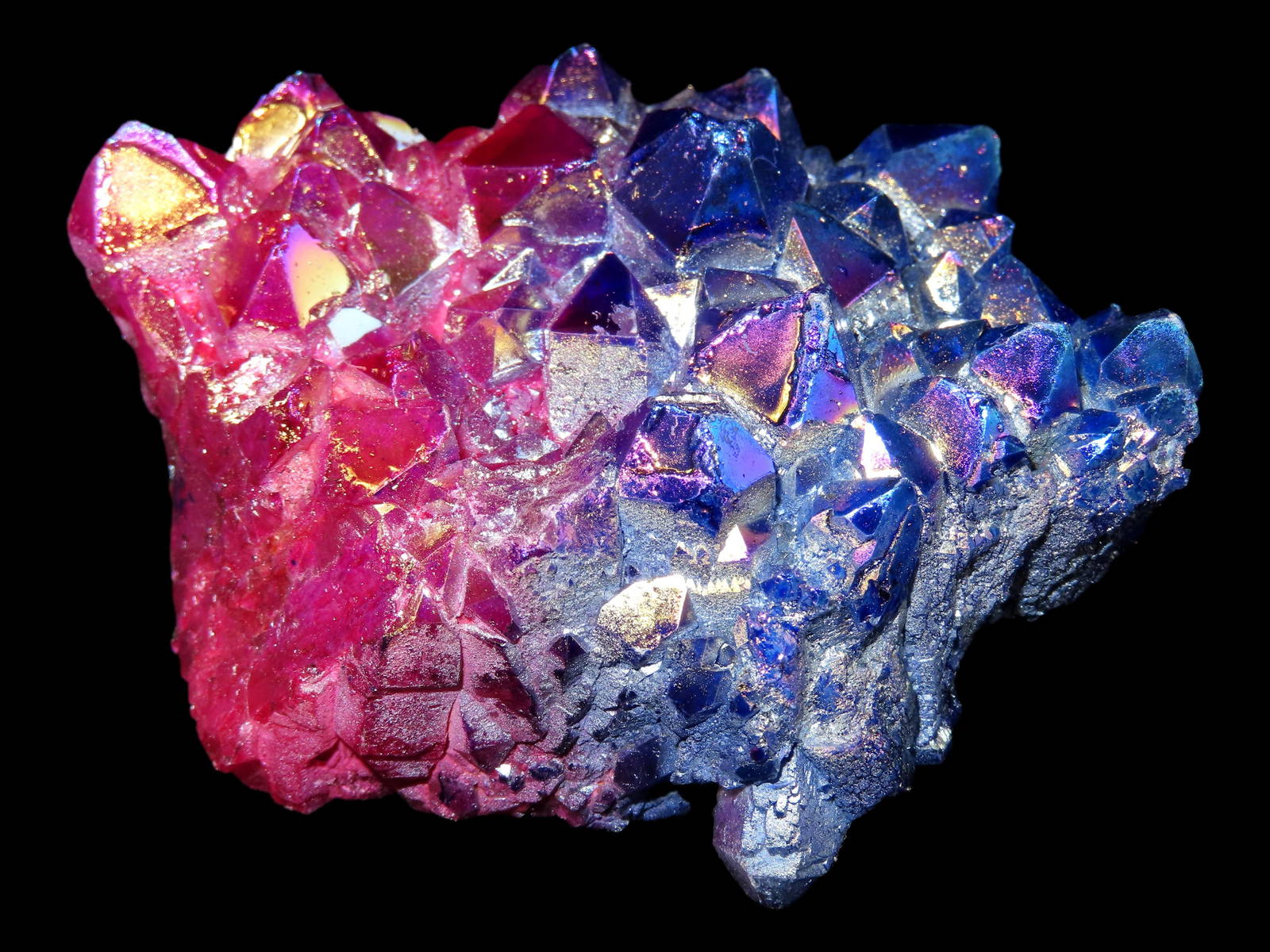 222 Gram Quartz Crystal Cluster Formation Coated In Titanium Geode ...