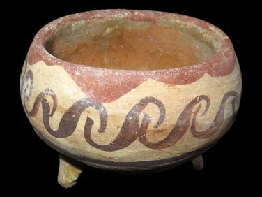 2 1/4' X 3 1/2' Pre-Columbian Tripod Painted Bowl, Mexico