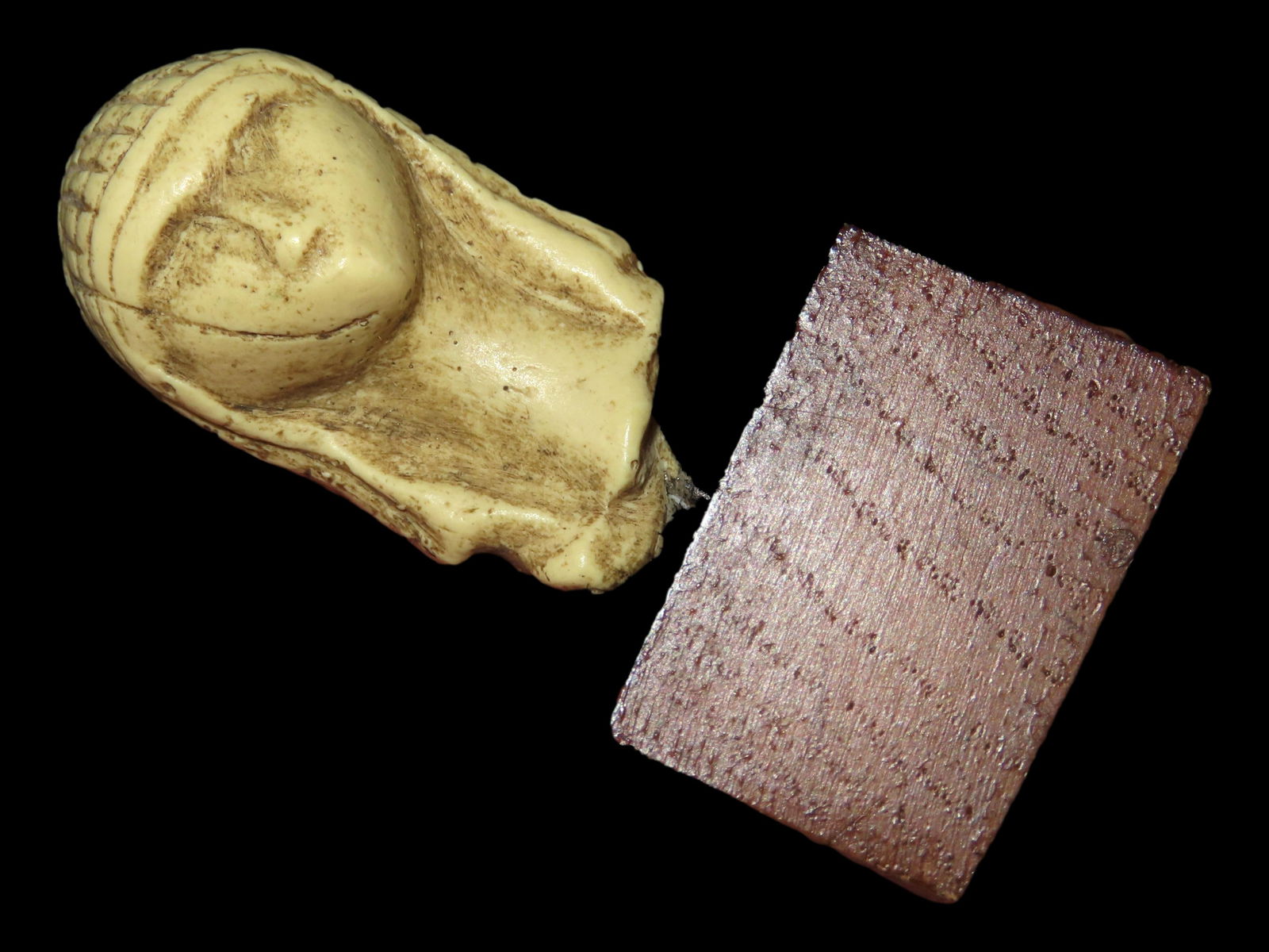 2 1/4" Venus of Brassempouy Reproduction, on wood block for display (1 of 5)