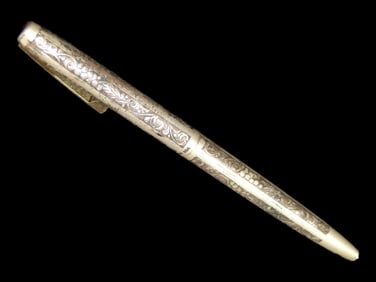 Original Sheaffer Sterling Silver Diamond Cut Ballpoint Pen Rare Collectable Pen