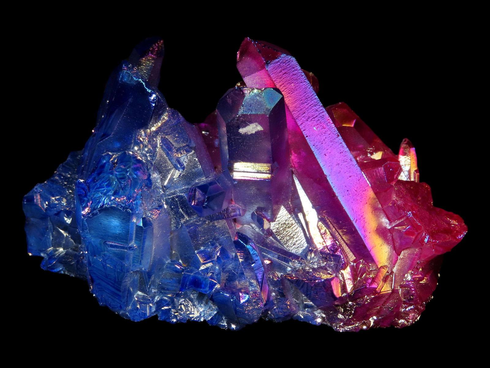 203 Gram Quartz Crystal Cluster Formation Coated in Titanium Geode Specimen (1 of 3)