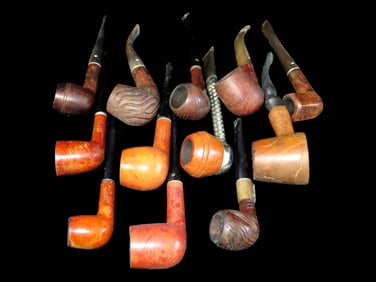 Great Collection of Burl & Briarwood Pipes Used Good Condition Lot of 12