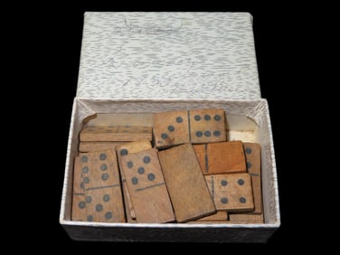 3' X 2' Antique Dominos in Box 1930s