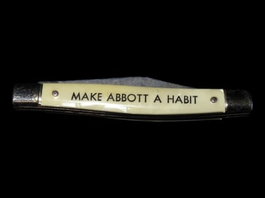 Imperial Knife 2 Blade Pearl Handle Advertising Make Abbott A Habit