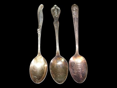 1 Sterling & 2 Souvenir Spoons, One George Washington & The Other Stouffers