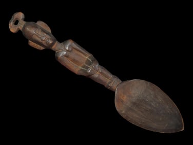 9' Wooden Effigy, Wooden Antique African Spoon