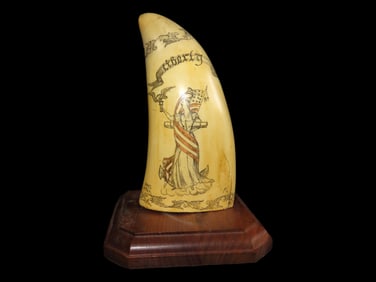 8 1/2' X 4 1/4' Resin Whale Tooth with Scrimshaw