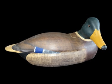 14 1/2' Hand Carved Duck Decoy Signed James Haddor