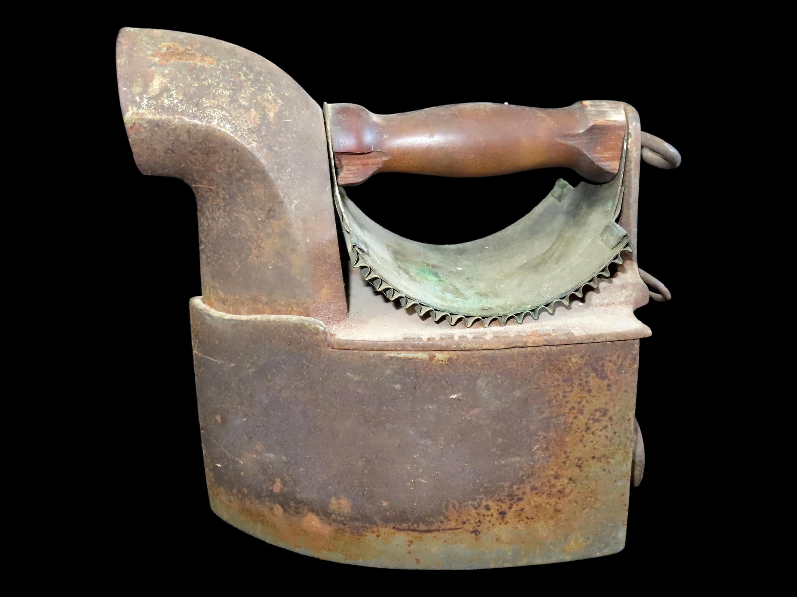 RARE Antique 1900s Cast Iron Coal Burning Sad Iron w/Chimney, no trivet (1 of 5)