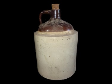 11' Brown and White Stone Jug 1900s
