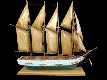 22 1/2' X 19' Antique Hand Crafted Wooden Ship