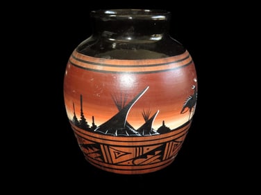 6 1/2' X 5' Native American Pot Signed on Bottom