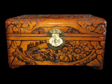 9' X 4 3/4' X 5 3/4' Wooden Carved Box