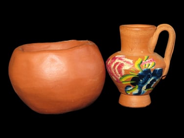 2 Miniature Clay Pots