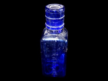 6 3/8' Vintage Blue John Wyeth @ Bro. Medicine Bottle with Lid